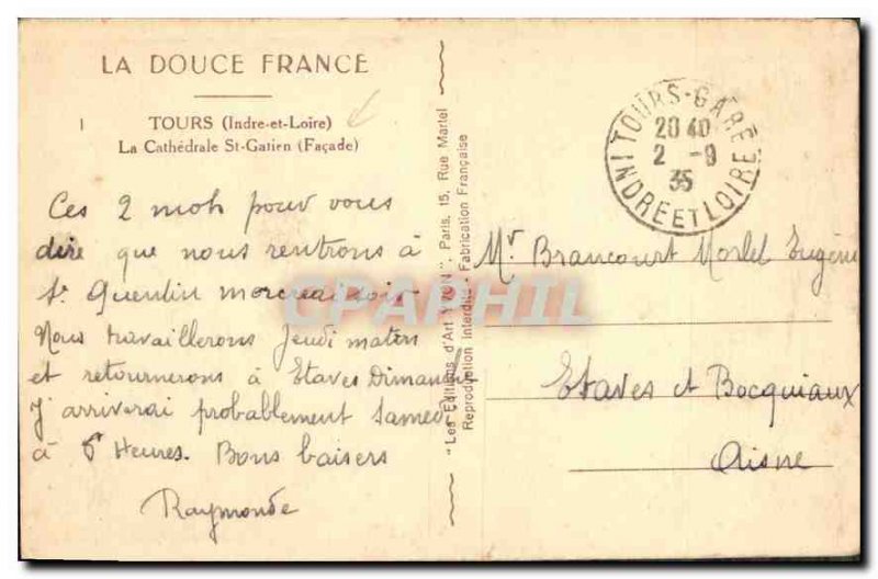 Postcard Old Tours Cathedrale St Gatien