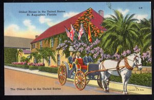 Florida ST. AUGUSTINE Oldest House in the United States Horse Carriage - LINEN