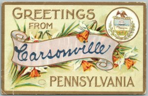 CARSONVILLE PA SAMPLE OF GREETING CARDS ADVERTISING VERNFIELD ANTIQUE POSTCARD