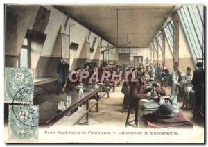 Old Postcard Superior School of Pharmacy Laboratory micrograph