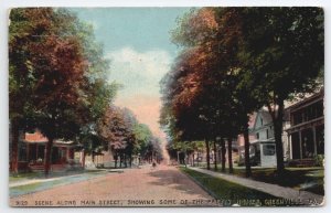 Greenville PA Scene Along Main Street Pretty Homes Pennsylvania Postcard B42