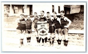 1920 Davenport Central High School Basketball Champions RPPC Photo Postcard 