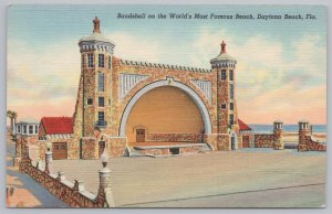Linen~Bandshell On World Famous Beach Daytona Beach Florida~Vintage Postcard