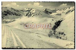 Postcard Old Superbagneres Departure of a caravan of skiers