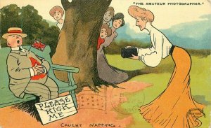 1909 Woman box Camera Please kick me comic humor Davidson Postcard 22-4983