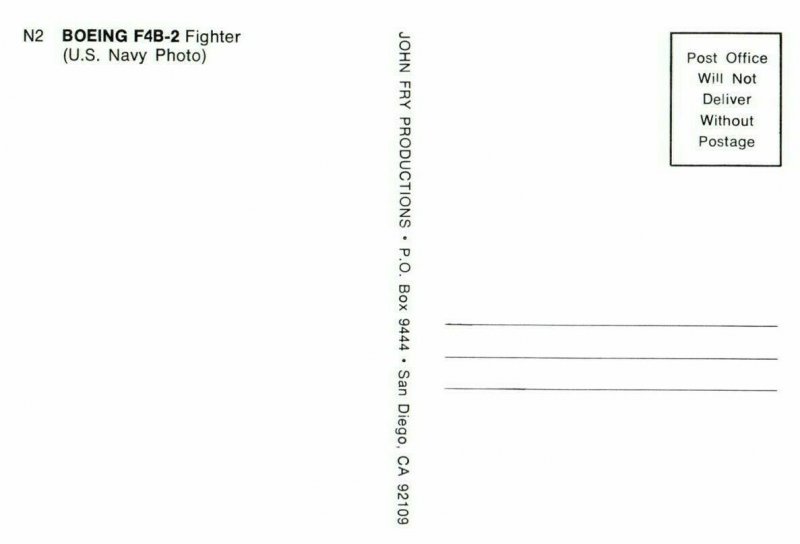 US Navy Boeing F4B 2 Fighter Military Postcard