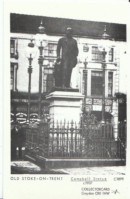 Staffordshire Postcard - Old Stoke-on-Trent - Campbell Statue c1907 -  U804