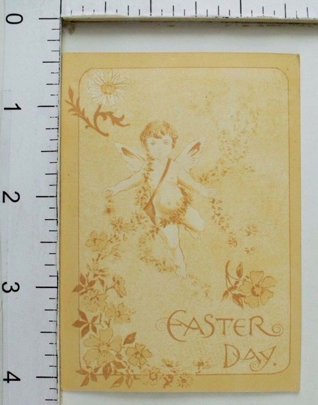 1870's-80's Victorian Easter Trade Card Flowers Cherub Daisy P43 