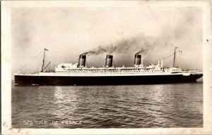 RPPC French Line Ocean Liner Ile de France Real Photo Vintage Postcard G51