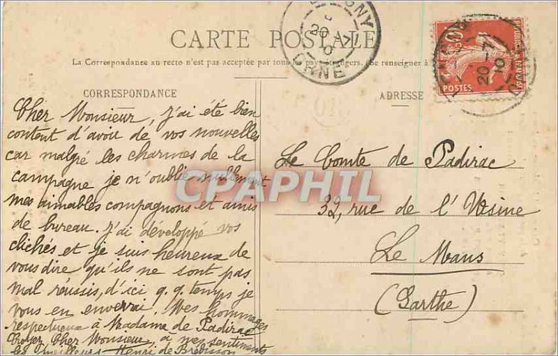 Old Postcard Gouvix door castle entrance