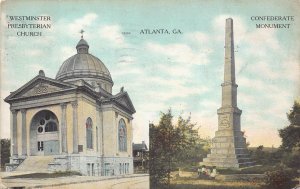 WESTMINSTER PRESBYTERIAN CHURCH ATLANTA GEORGIA CONFEDERATE MONUMENT POSTCARD 08