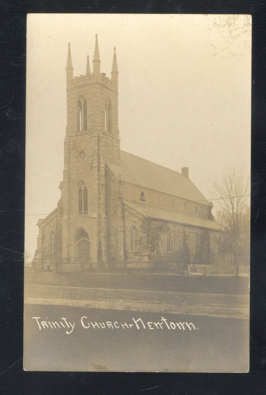 RPPC NEWTOWN CONNECTICUT TRINITY CHURCH BUILDING REAL PHOTO POSTCARD