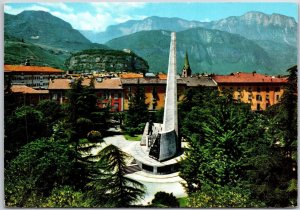 Monumento ad A. De Gasperi Trento Italy Tower Building Mountain Postcard