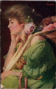 Reverie Painted Woman Vintage Postcard PC335