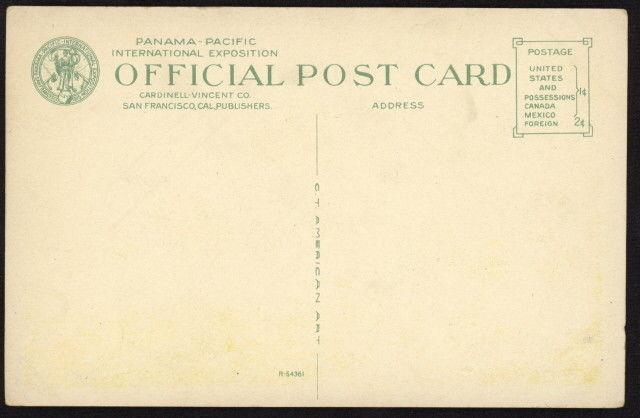 Early 20th c. Panama-Pacific Intl Exposition in San Francisco color post card