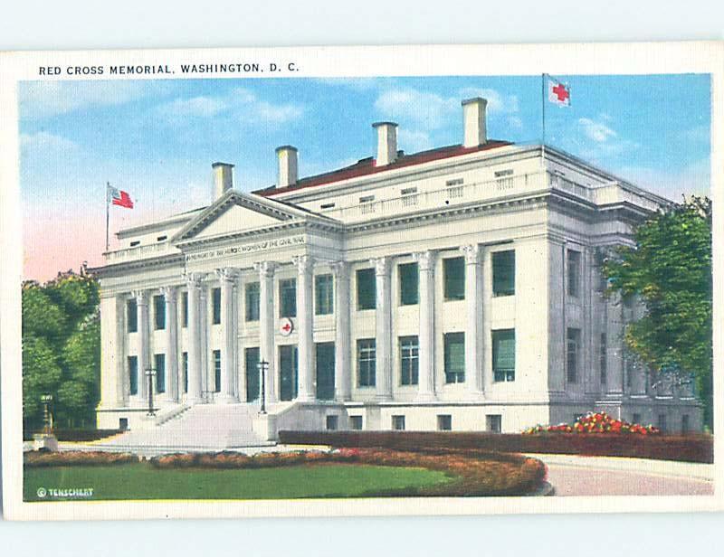 Unused Linen RED CROSS MEMORIAL BUILDING Washington DC hn9090