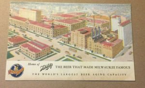 VINTAGE UNUSED PC HOME OF SCHLITZ BEER THAT MADE MILWAUKEE FAMOUS, WISCONSIN