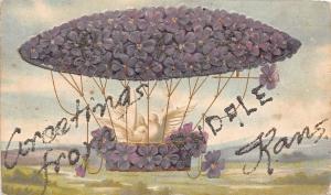 A44/ Andale Kansas Ks Postcard c1910 Greetings from Blimp Flowers Doves