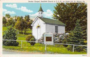 Decker Chapel Smallest Church in USA St Marys Pennsylvania linen postcard