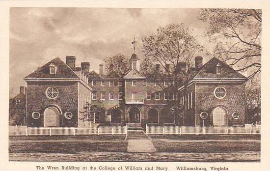 Virginia Williamsburg The Wren Building At The College Of William and Mary Al...