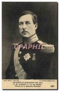 Postcard Old Army SM Albert 1st King of Belgians Decore the Medaille Militaire