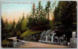 Portland Oregon 1910 Postcard Entrance To City Park