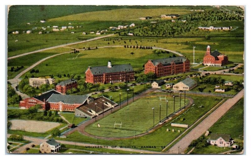 University of Wichita, KS Postcard w/ Army Censor Postmark