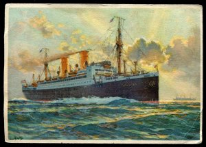 h2202 - Steamer STUTTGART 1932 Artist Signed Lloyd Bremen German Line