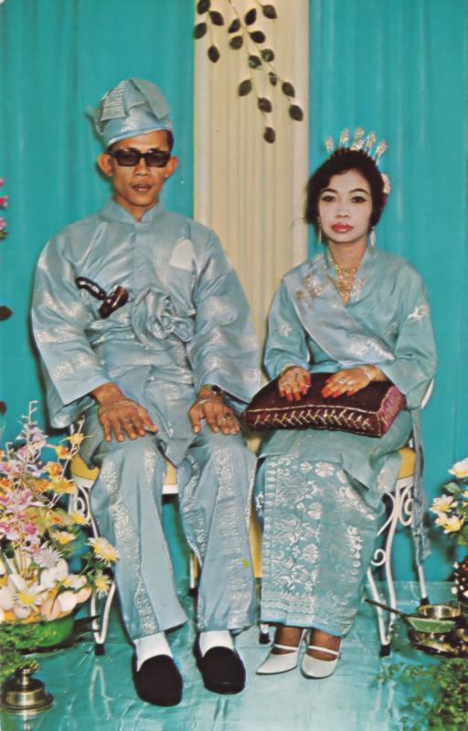 Malay Wedding Singapore 1960s Postcard