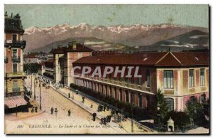 Grenoble Old Postcard The Lycee and the Alpine chain