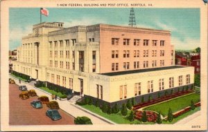 Vintage Virginia Postcard - New Federal Building and Post Office - Norfolk