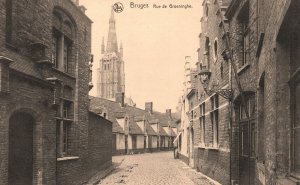 Vintage Postcard 1910's Bruges Rue De Groeninghe Brugge, Belgium