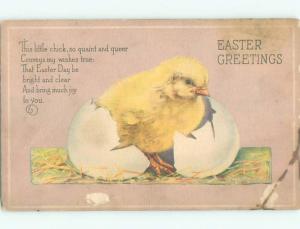 Bent Corner Pre-Linen easter CHICK BREAKS OUT OF EGGSHELL k3122