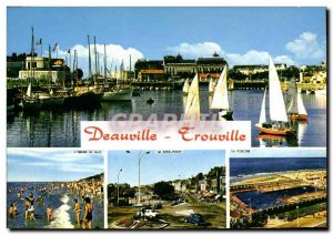 Modern Postcard Deauville Trouville bath time Roundabout Boat Pool
