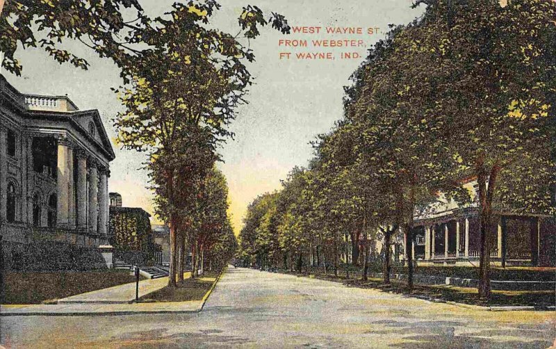 West Wayne Street Fort Wayne Indiana 1908 postcard