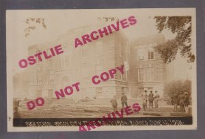 Mason City IOWA RPPC 1911 FIRE Disaster BURNING HIGH SCHOOL Ruins FIREMEN IA