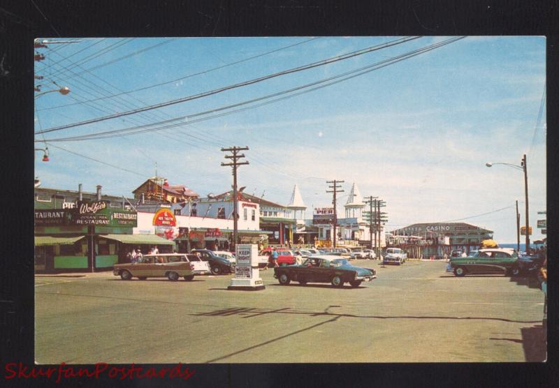 OLD ORCHARD BEACH MAINE DOWNTOWN STREET SCENE 1950's CARS VINTAGE POSTCARD