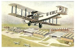 Air Liner Preparing to land at Croydon Aerodrome London Vintage  Postcard