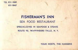 Fisherman's Inn  Seafood Restaurant Wappingers Falls NY Business Card  2 x 3