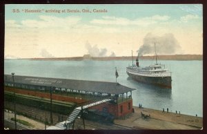 h2759 - Steamer HAMONIC Postcard 1912 SARNIA Ontario Harbor