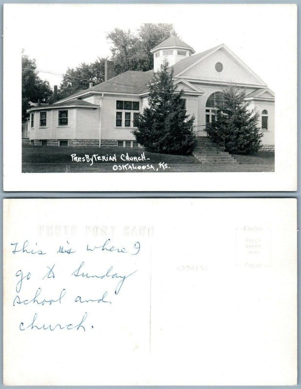 OSKALOOSA KS PRESBYTERIAN CHURCH VINTAGE REAL PHOTO POSTCARD RPPC