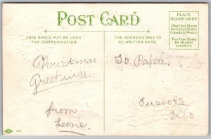 Vtg Loving Christmas Wishes Pretty Winter Cabin Scene 1910s Embossed Postcard