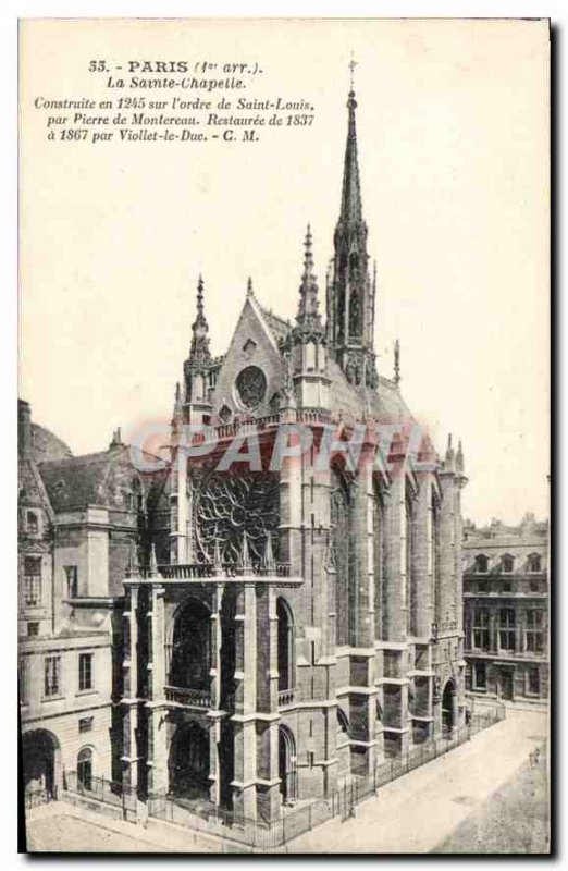 Old Postcard Paris I arr the Holy chapel built in 1245 on the order of St. Lo...