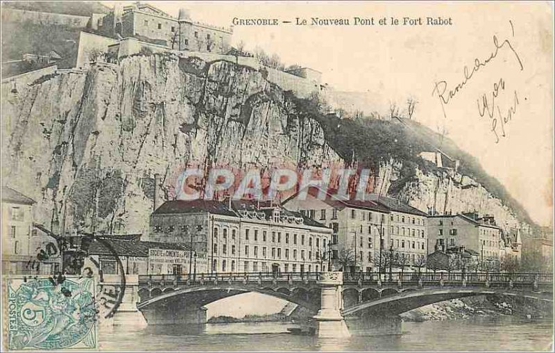Old Postcard Grenoble New Bridge and Fort Rabet