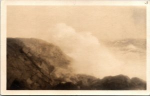 Vtg Surf at Gull Rock Monhegan Island Maine ME RPPC Real Photo Postcard