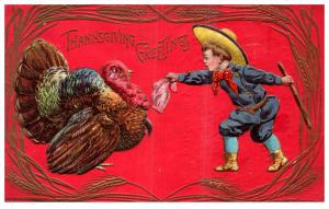 Thanksgiviing   Turkey Victorian dressed young  Boy