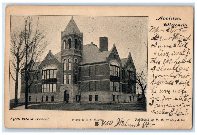 1905 Fifth Ward School Exterior Building Appleton Wisconsin WI Vintage Postcard