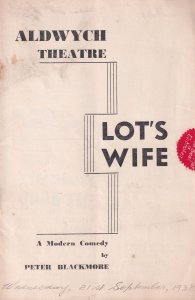 Lot's Wife Aldwych 1938 Nora Swinburne Jane Welsh Theatre Programme