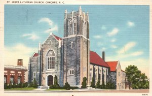 Vintage Postcard 1941 View St. James Lutheran Church Concord North Carolina NC