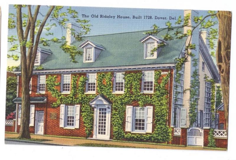 Dover Delaware DE Old Ridgley House Vintage Linen Postcard